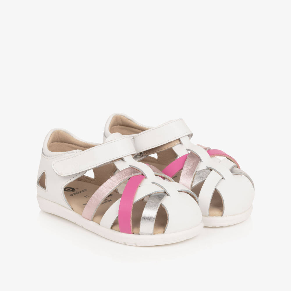Old Soles-Girls White Leather First Walker Sandals | Childrensalon