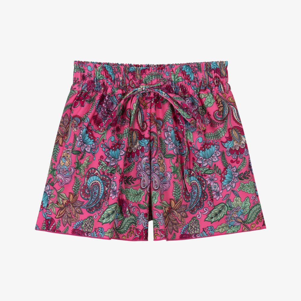 Olga Valentine-Girls Pink Paisley Print Beachwear Shorts (UPF50+) | Childrensalon