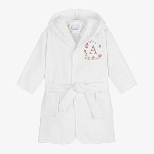 Paint My Dreams-Girls White Personalised Blossom Bathrobe | Childrensalon