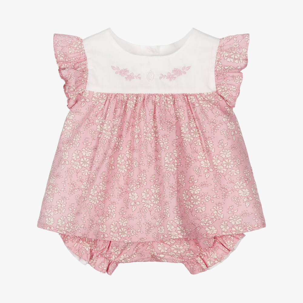Patachou-Baby Girls Pink Liberty Print Cotton Shorts Set | Childrensalon