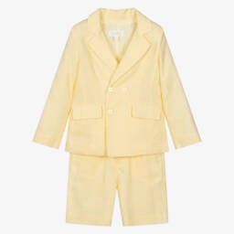 Patachou-Boys Pastel Yellow Double Breasted Suit | Childrensalon