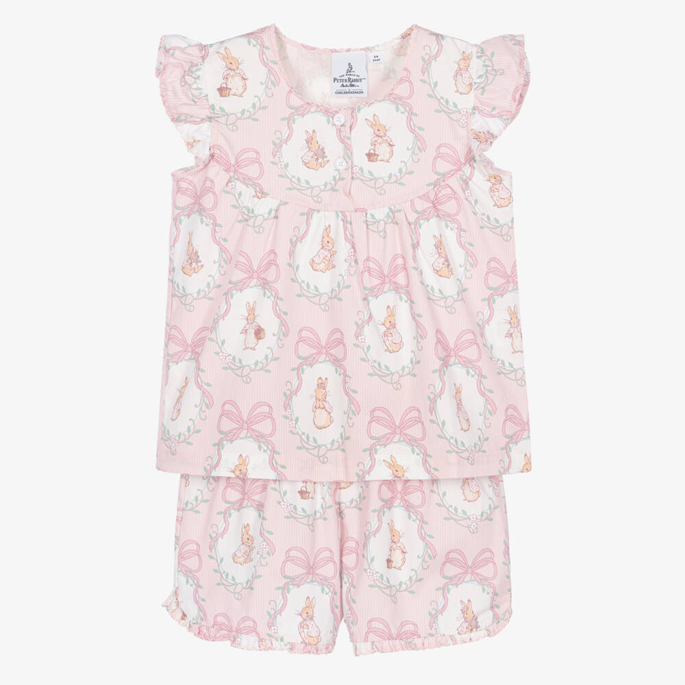 Peter Rabbit™ by Childrensalon-Girls Pink Cotton Flopsy Bunnies Short Pyjamas | Childrensalon