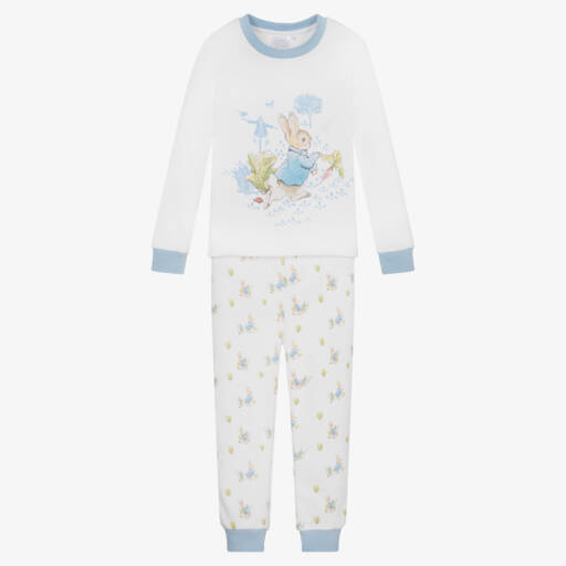 Peter Rabbit™ by Childrensalon-White & Blue Cotton Pyjamas With Long Sleeves | Childrensalon