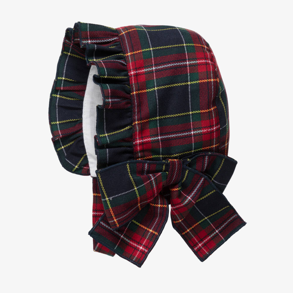Phi Clothing-Girls Red & Blue Tartan Check Bonnet | Childrensalon