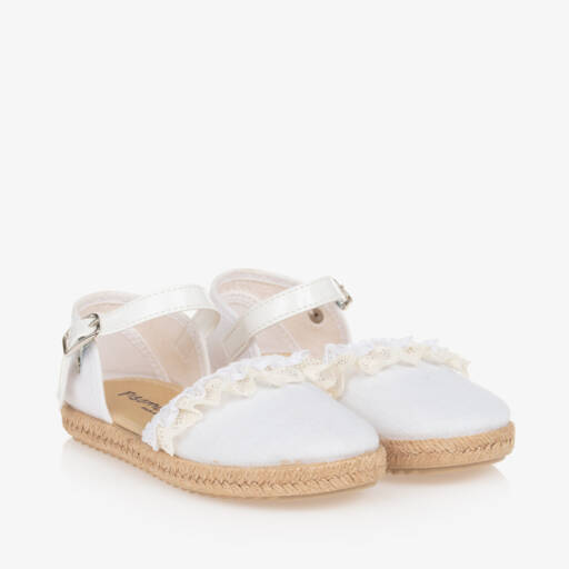 Pisamonas-Girls White Lacy Espadrilles | Childrensalon