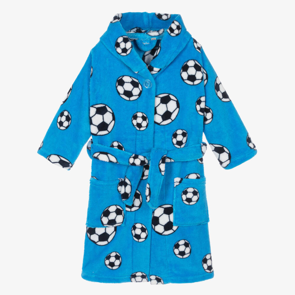 Playshoes-Blue Football Fleece Dressing Gown | Childrensalon