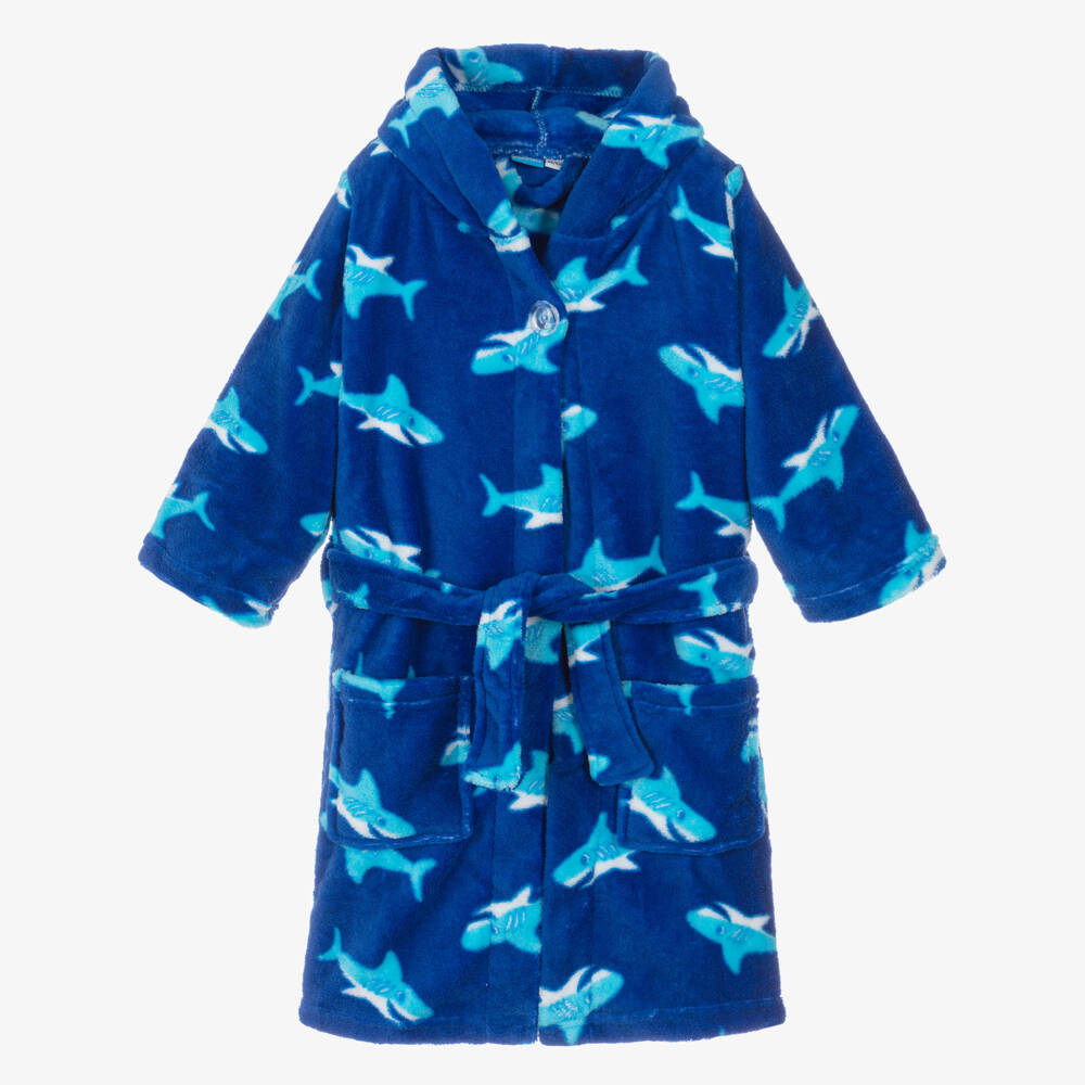 Playshoes-Blue Shark Fleece Dressing Gown | Childrensalon