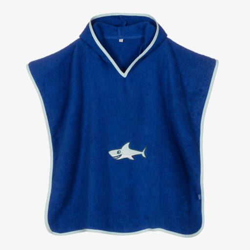 Playshoes-Boys Blue Shark Cotton Poncho Towel | Childrensalon