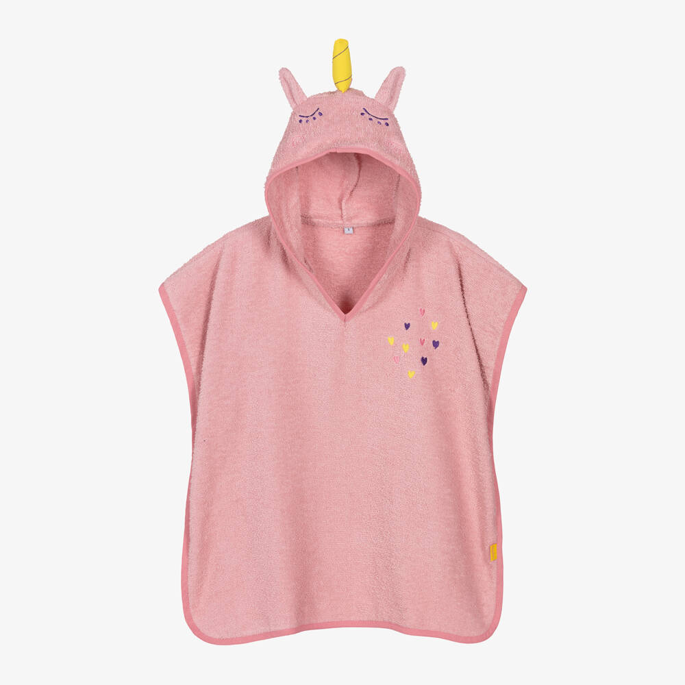 Playshoes-Girls Pink Cotton Poncho Towel | Childrensalon