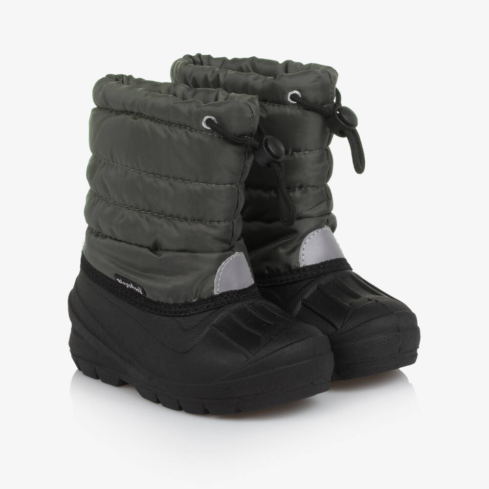 Playshoes-Grey & Black Drawstring Snow Boots | Childrensalon