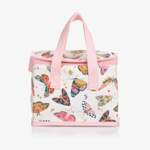 Powell Craft-Girls White & Pink Butterfly Lunch Bag (20cm) | Childrensalon