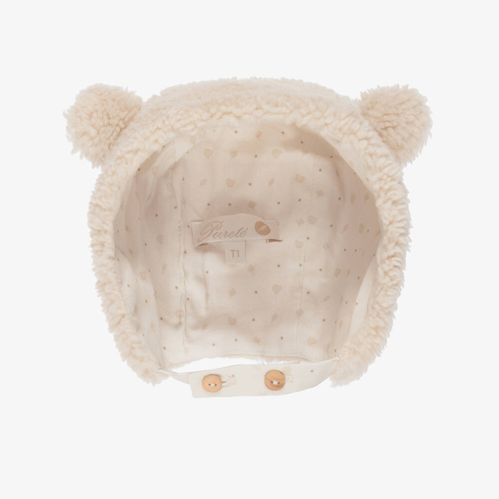 Pureté Du... Bébé-Beige Teddy Fleece Hat  | Childrensalon