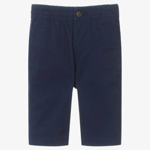 Ralph Lauren-Baby Boys Navy Blue Cotton Chino Trousers | Childrensalon