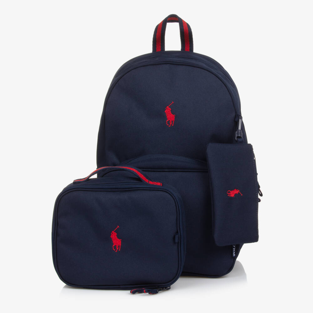 Ralph Lauren-Blue Canvas 3 Piece Backpack (45cm) | Childrensalon