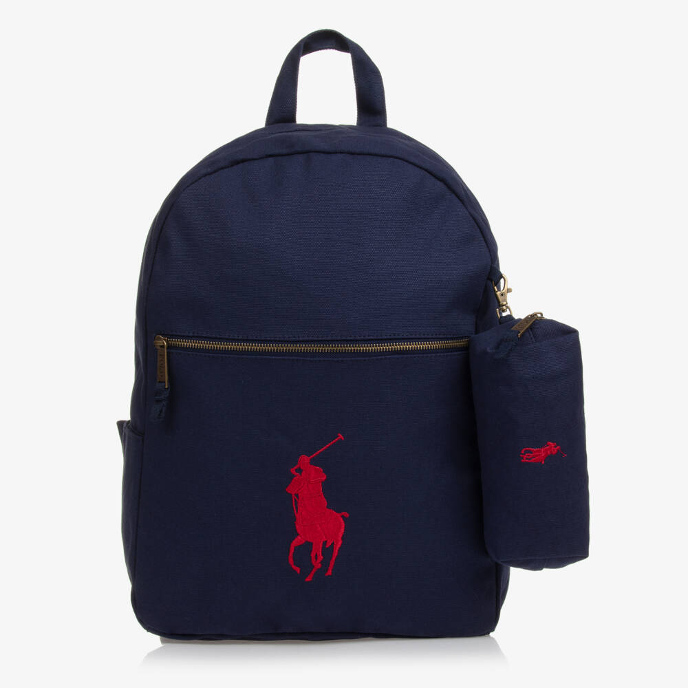 Ralph Lauren-Blue Canvas Big Pony Backpack (44cm) | Childrensalon