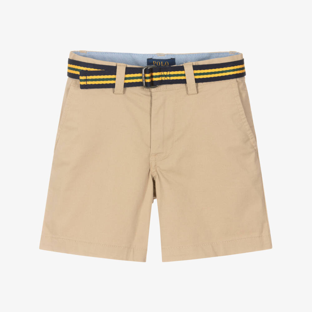 Ralph Lauren-Boys Beige Cotton Chino Shorts | Childrensalon
