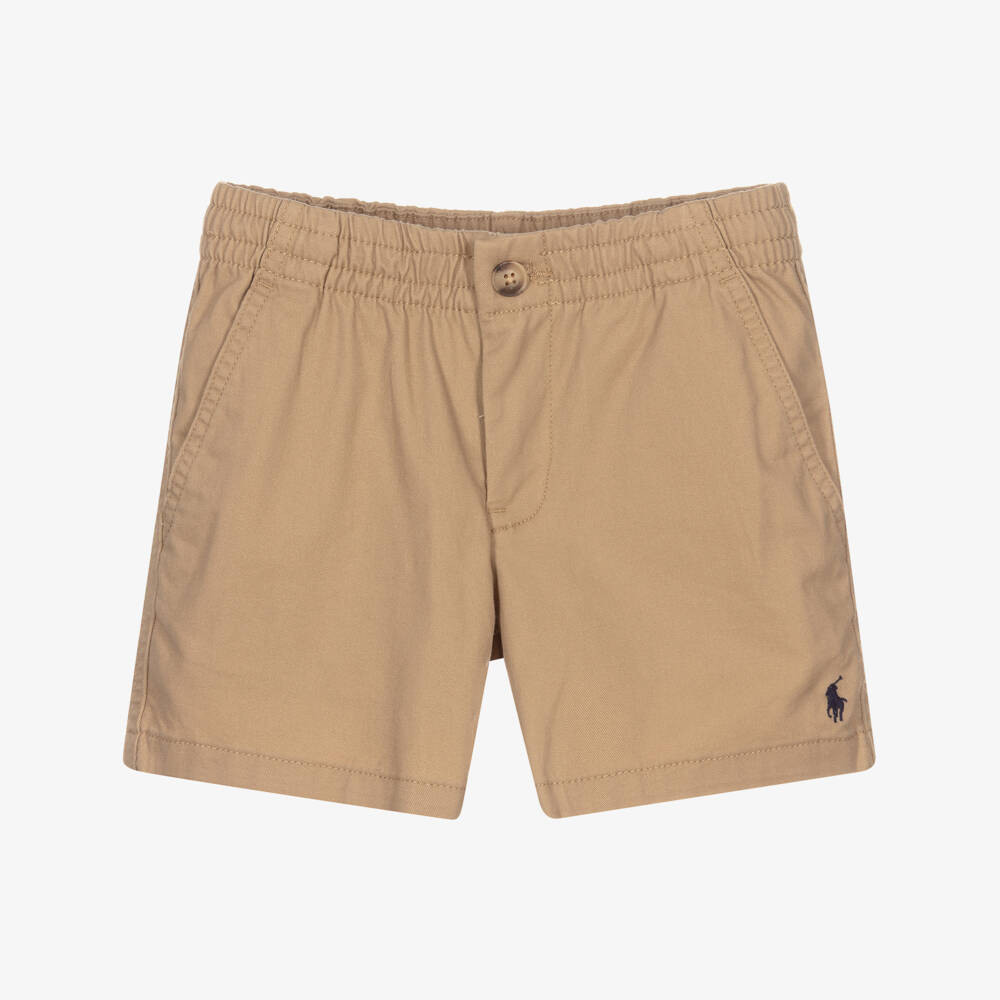 Ralph Lauren-Boys Beige Cotton Twill Chino Shorts | Childrensalon