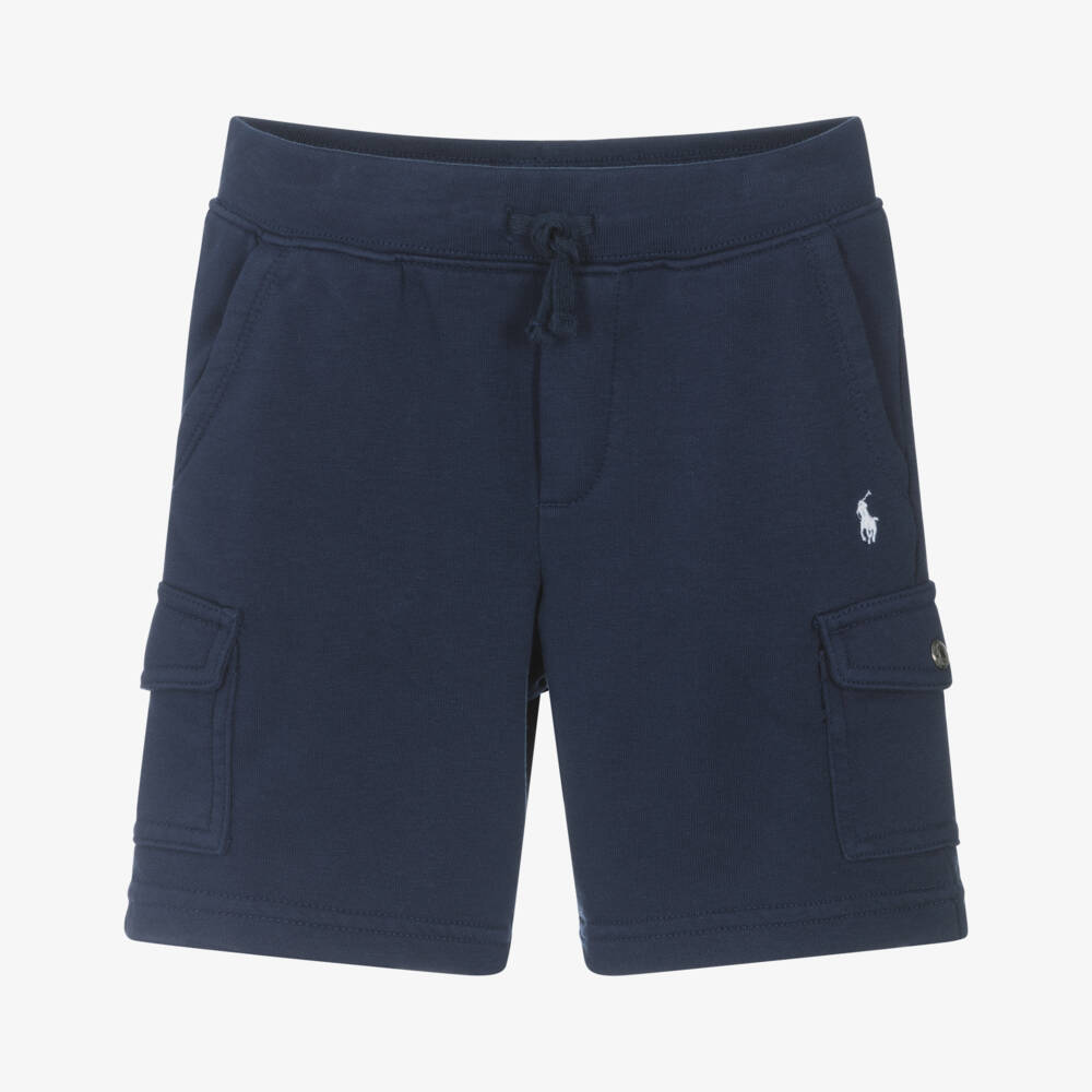 Ralph Lauren-Boys Blue Cotton Cargo Shorts | Childrensalon