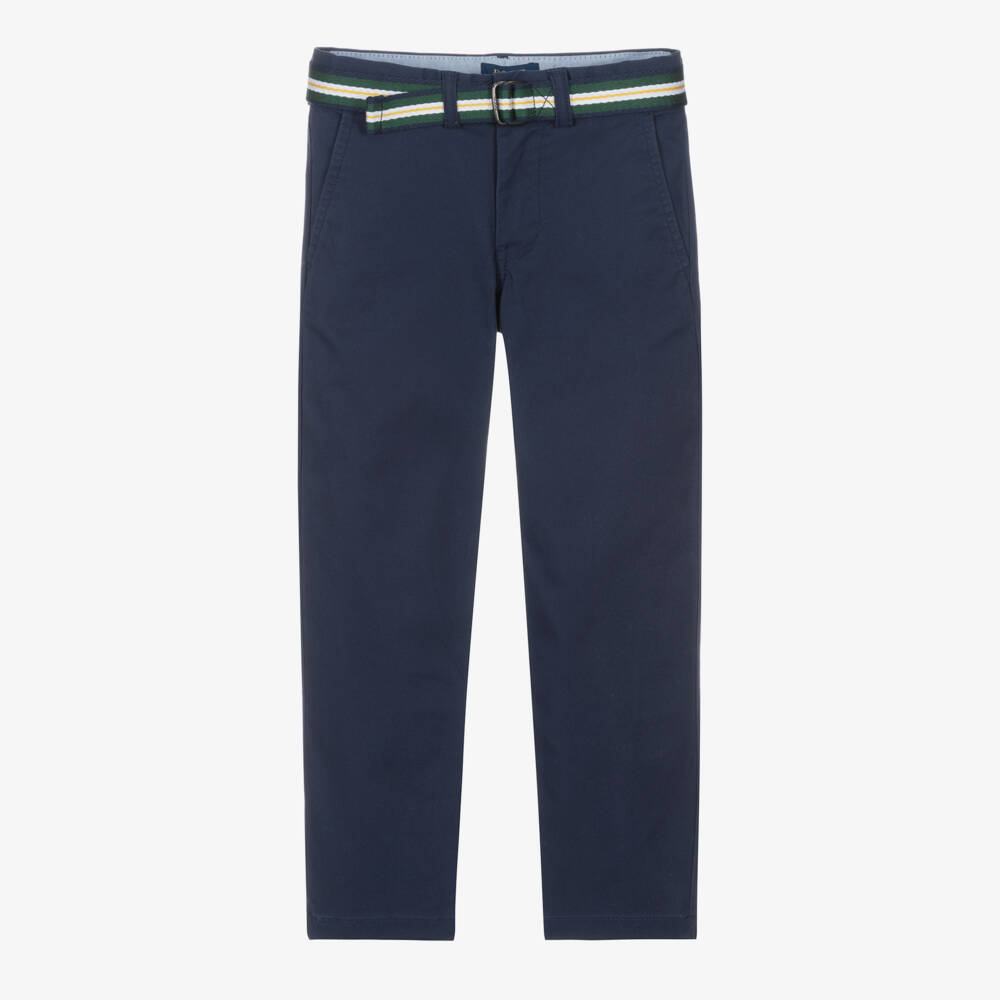 Ralph Lauren-Boys Blue Cotton Twill Chino Trousers | Childrensalon