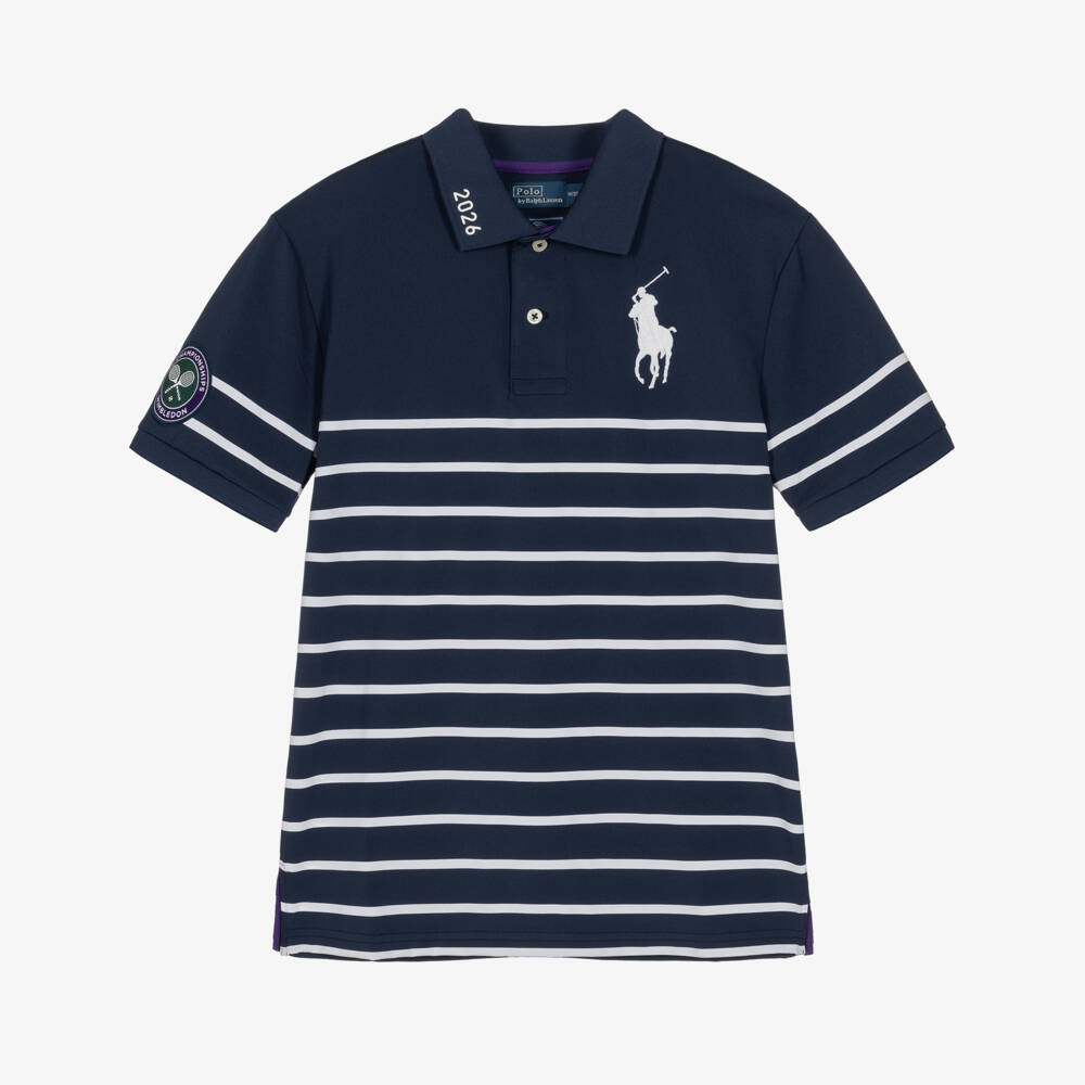 Ralph Lauren-Boys Navy Blue Wimbledon Collection Performance Polo Shirt | Childrensalon