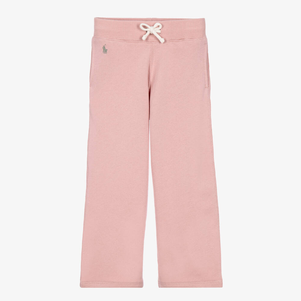 Ralph Lauren-Girls Pink Wide Leg Jersey Joggers | Childrensalon