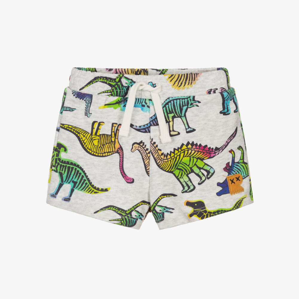Rock Your Baby-Baby Boys Grey Marl Cotton Jersey Dinosaur Print Shorts | Childrensalon
