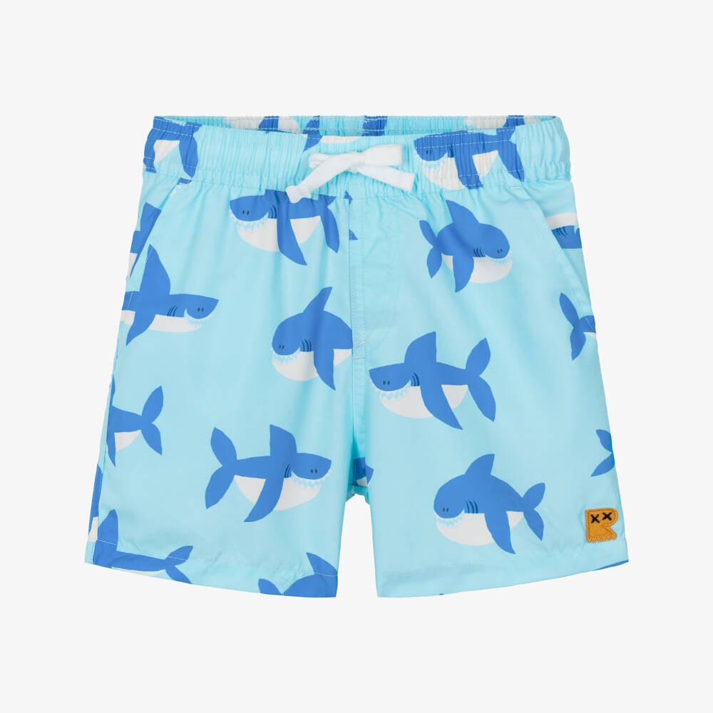 Rock Your Baby-Boys Blue Shark Print Swim Shorts | Childrensalon