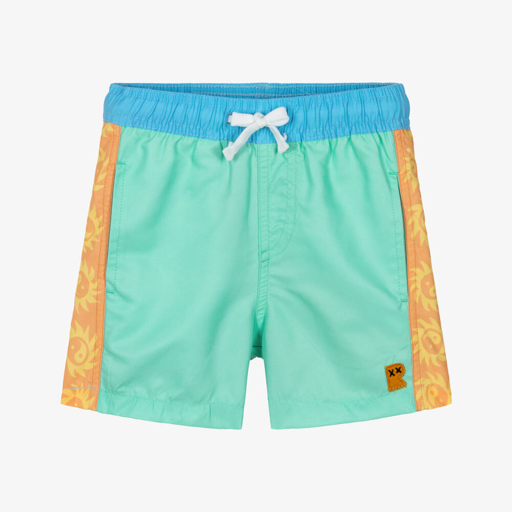 Rock Your Baby-Boys Green Sun Print Swim Shorts  | Childrensalon