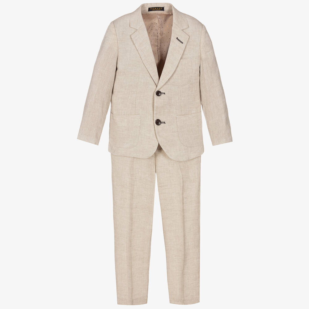 Romano-Boys Beige Linen Suit | Childrensalon