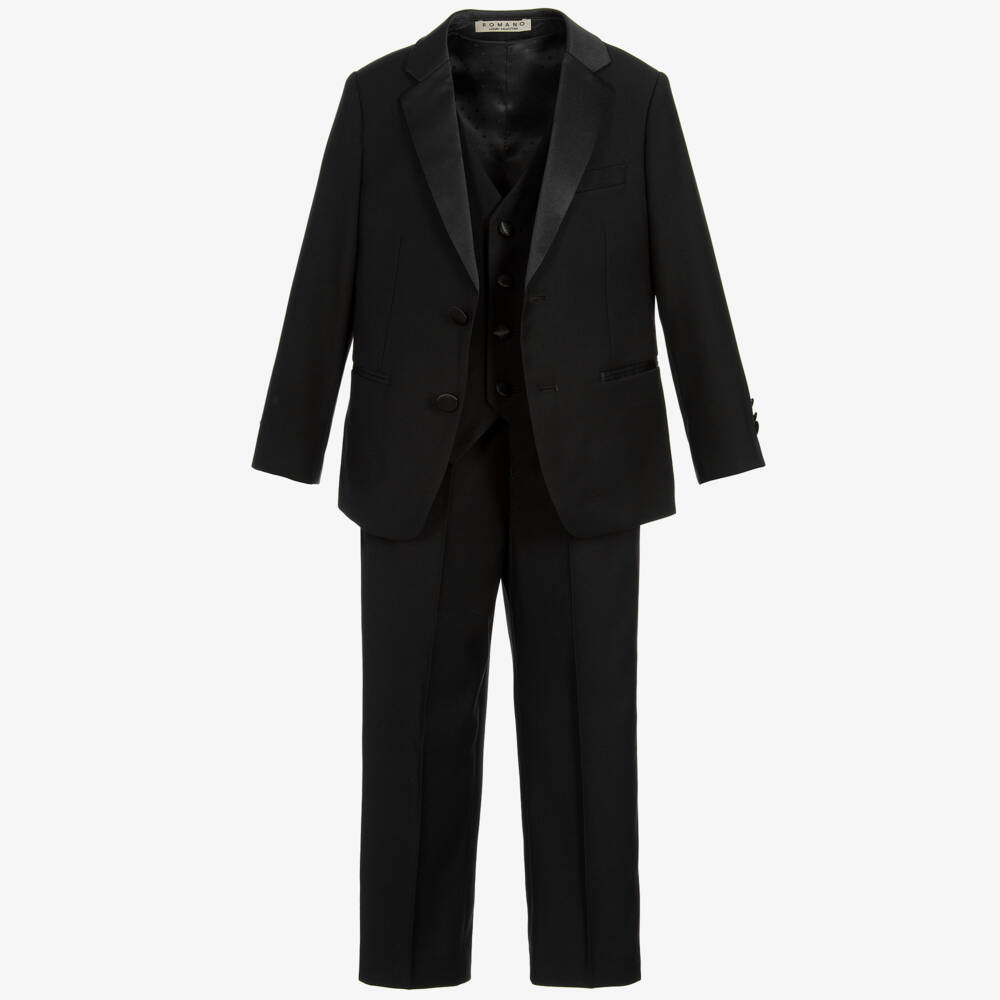 Romano-Boys Black Tuxedo Suit | Childrensalon