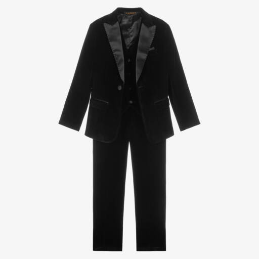 Romano-Boys Black Velvet Suit | Childrensalon