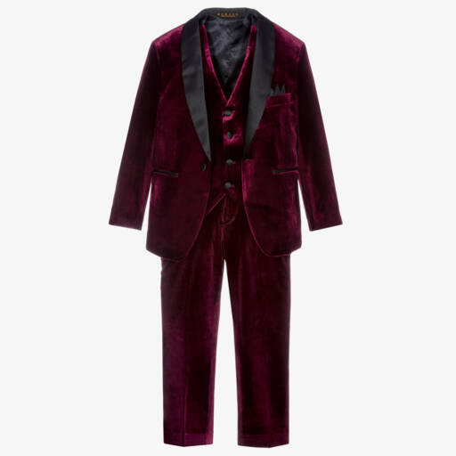 Romano-Boys Red Velvet Suit | Childrensalon