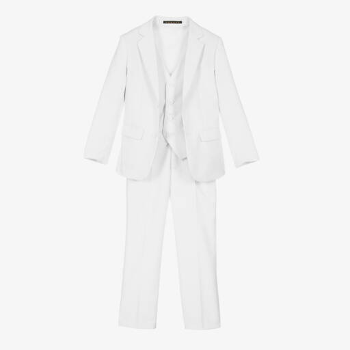 Romano-Boys White Twill Suit | Childrensalon