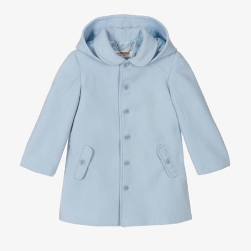 Sarah Louise-Boys Blue Hooded Coat | Childrensalon