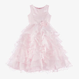 Sarah Louise-Girls Long Pink Ruffle Dress | Childrensalon