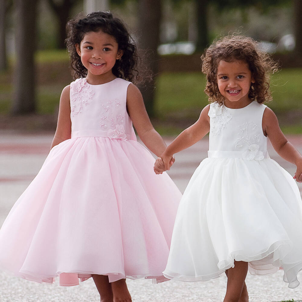 Sarah Louise-Girls Pink Tulle Beaded Occasion Dress | Childrensalon