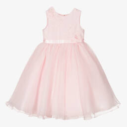 Sarah Louise-Girls Pink Tulle Beaded Occasion Dress | Childrensalon