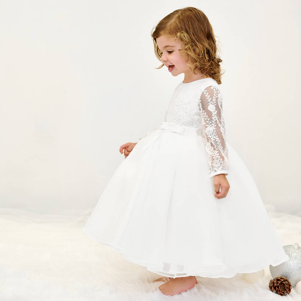 Sarah Louise-Girls White Organza Dress | Childrensalon