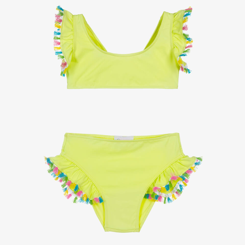 Selini Action-Girls Lime Green Tassel Bikini | Childrensalon