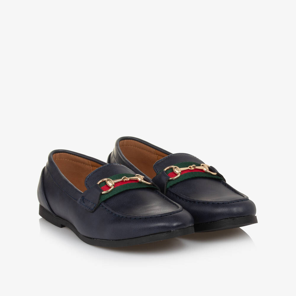 Sevva-Boys Smart Blue Faux Leather Horsebit Loafers | Childrensalon