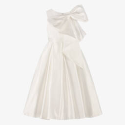 Sevva-Girls Ivory Satin Dress with Bow | Childrensalon