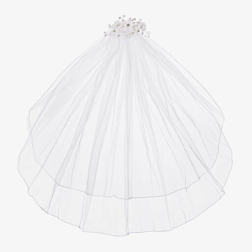 Sevva-Girls White Tulle Flower Hair Comb  | Childrensalon