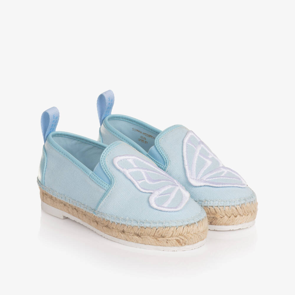 Sophia Webster Mini-Girls Pale Blue Butterfly Espadrilles | Childrensalon