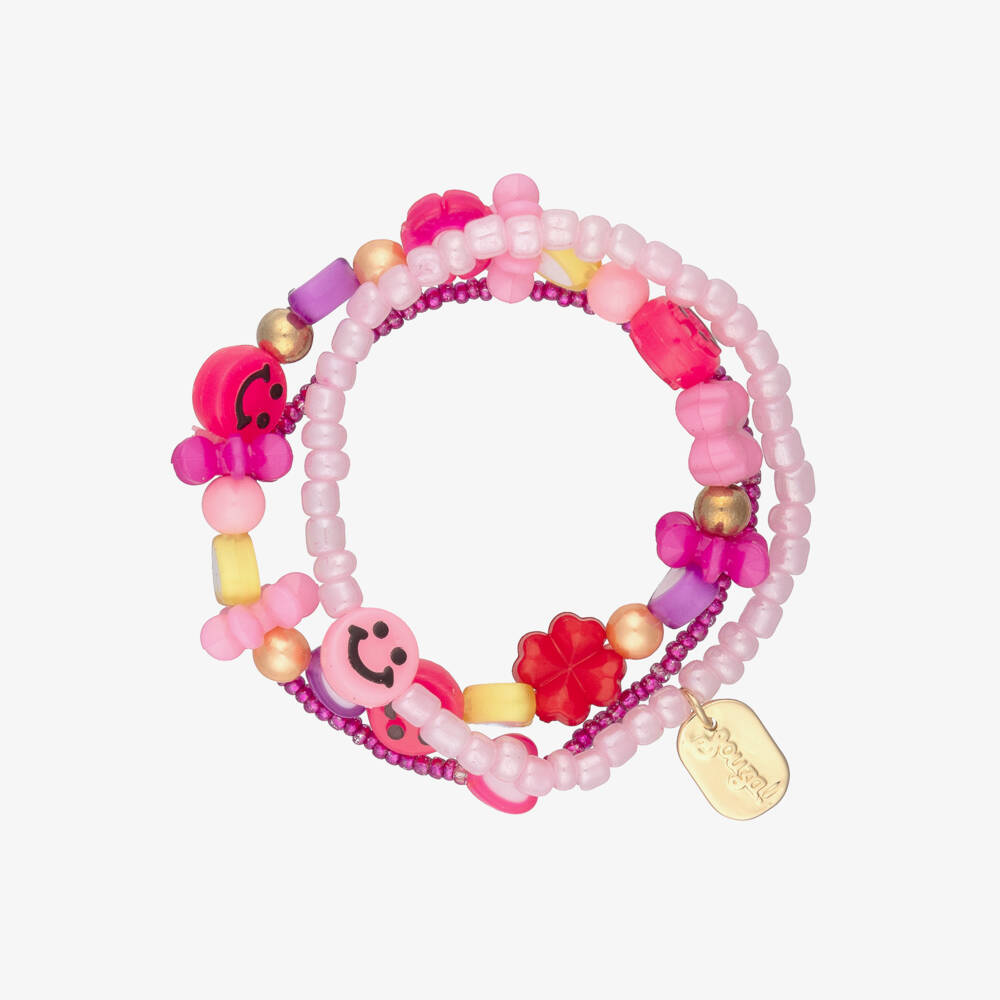 Souza-Girls Pink Happy Face Bead Bracelets (3 Pack) | Childrensalon