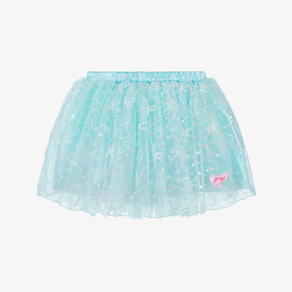 Souza-Girls Turquoise Blue Tutu Skirt with Sequinned Embroidery | Childrensalon