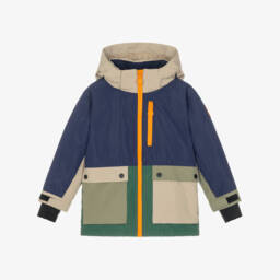Boys Blue & Green Colourblock Technical Ski Jacket