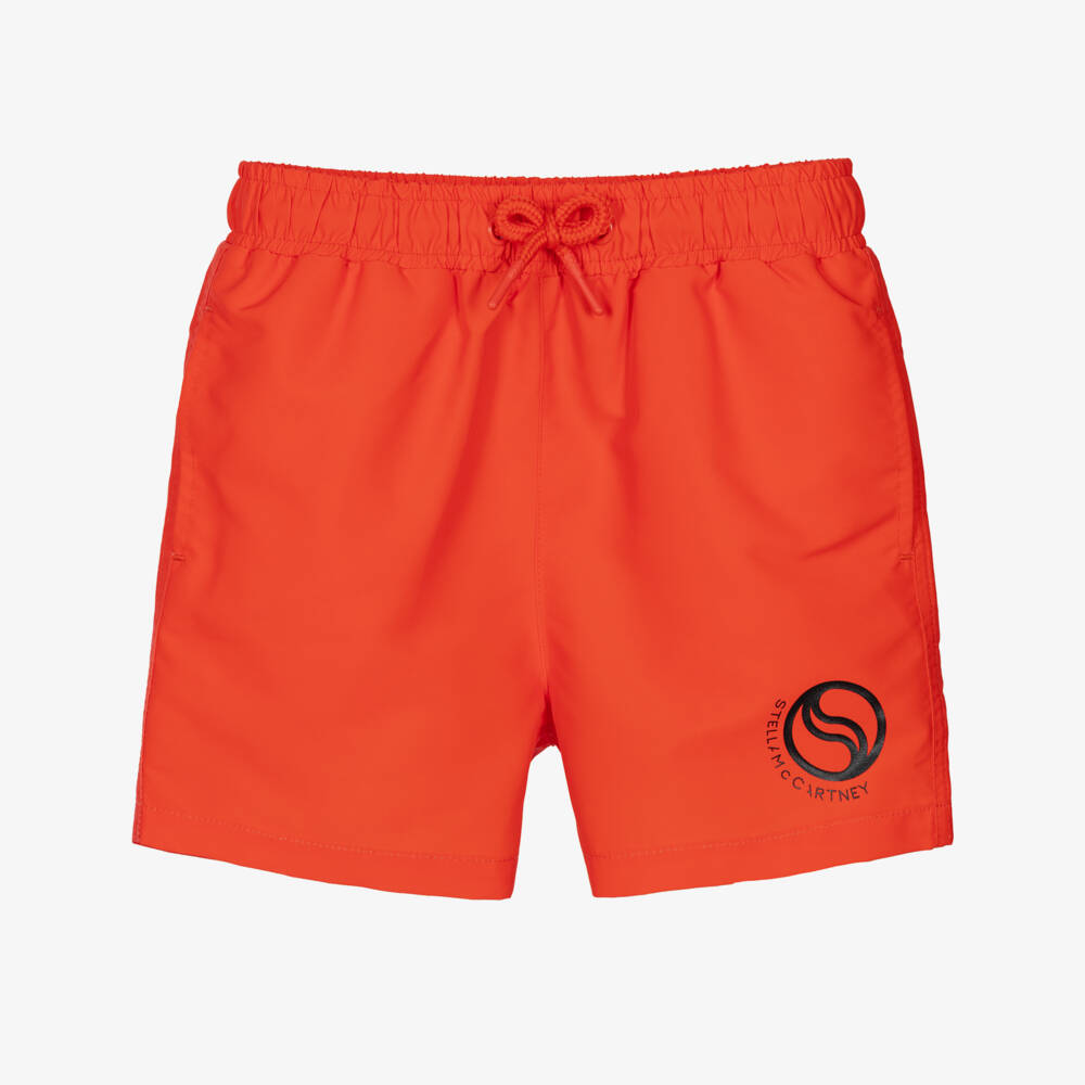 Stella McCartney Kids-Boys Red Logo Swim Shorts | Childrensalon