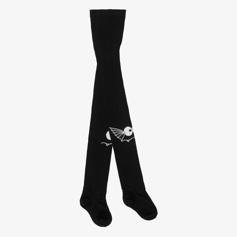 Stella McCartney Kids-Girls Black Halloween Tights with Bat Wings | Childrensalon