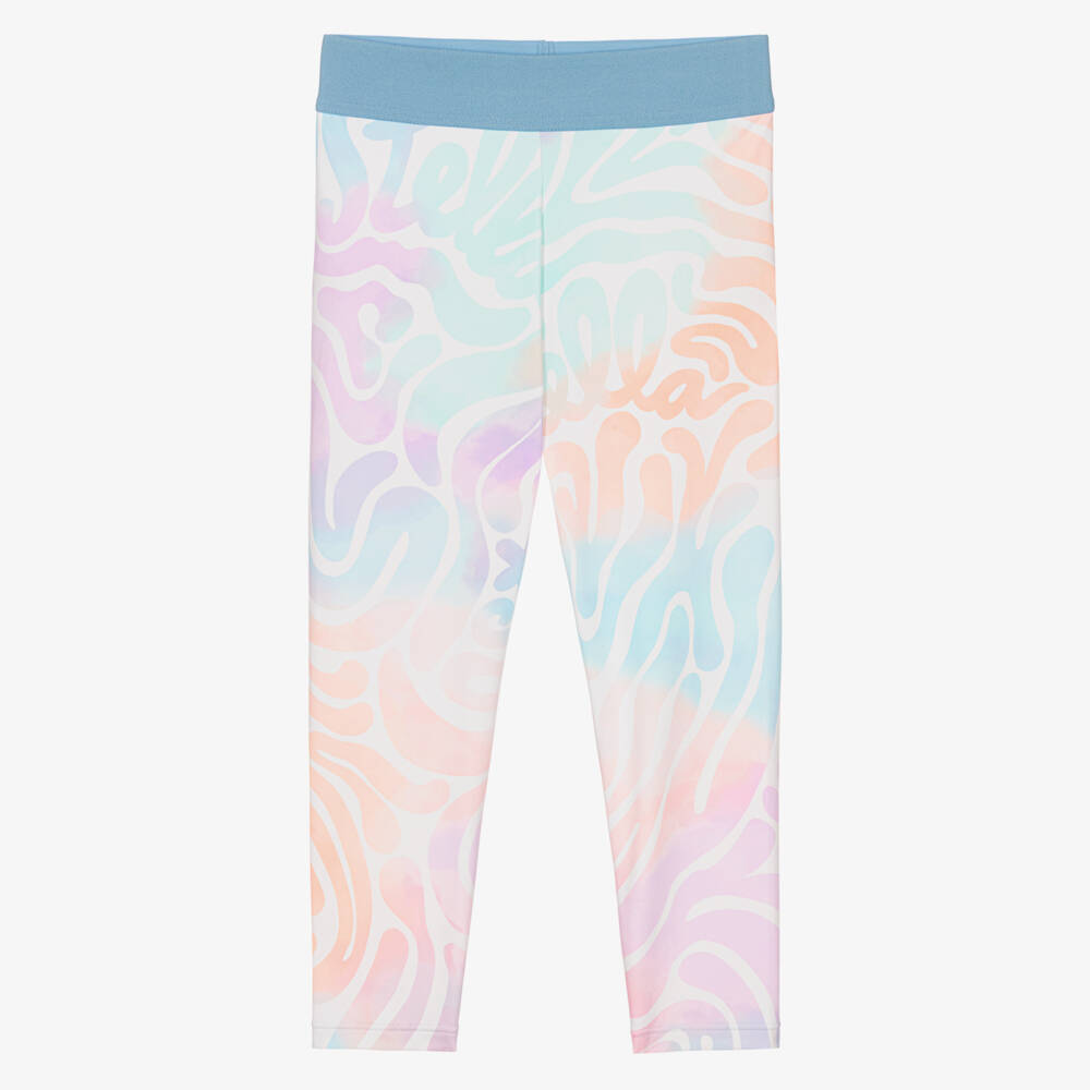 Stella McCartney Kids-Girls Ivory & Blue Leggings with Pastel Print | Childrensalon