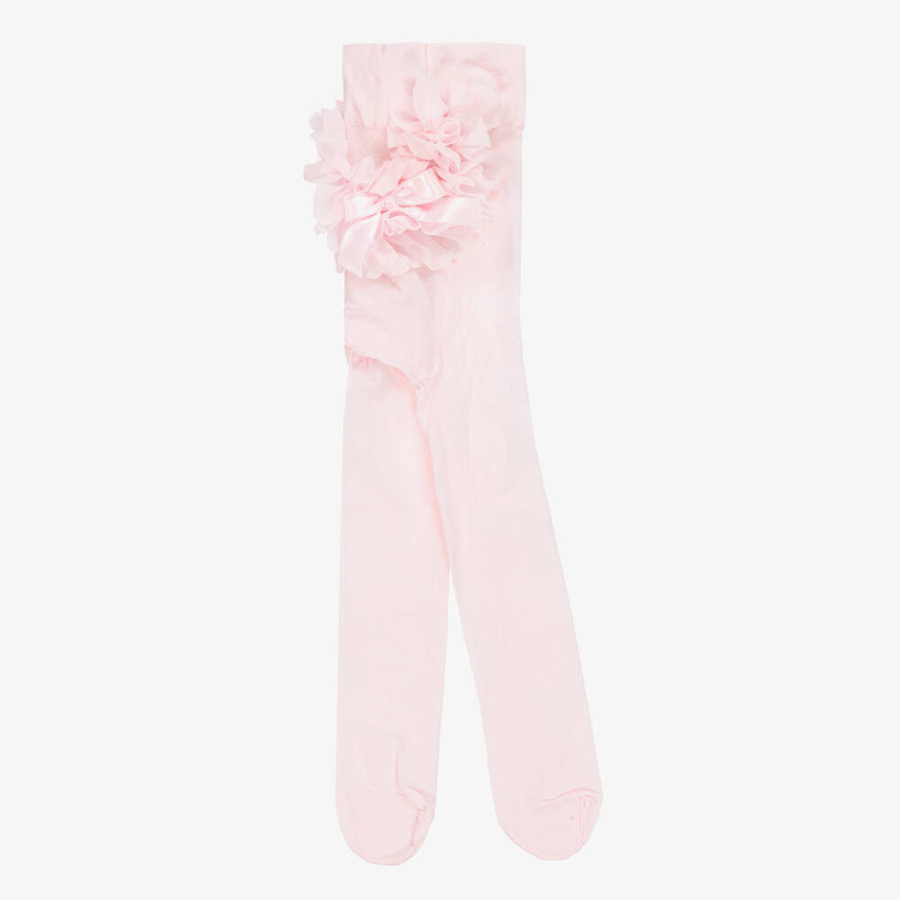 Story Loris-Baby Girls Sheer Pink Ruffle Tights  | Childrensalon